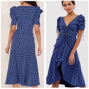 C/MEO Collective Sanguine Ditsy Floral Midi Dress in Blue S